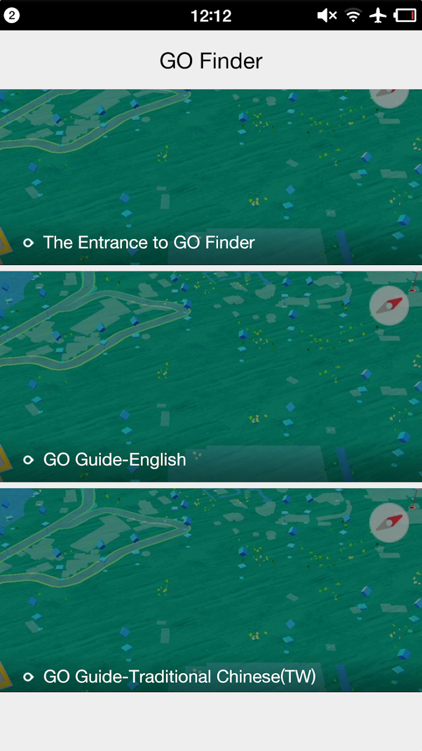 GO Finder Screen 1