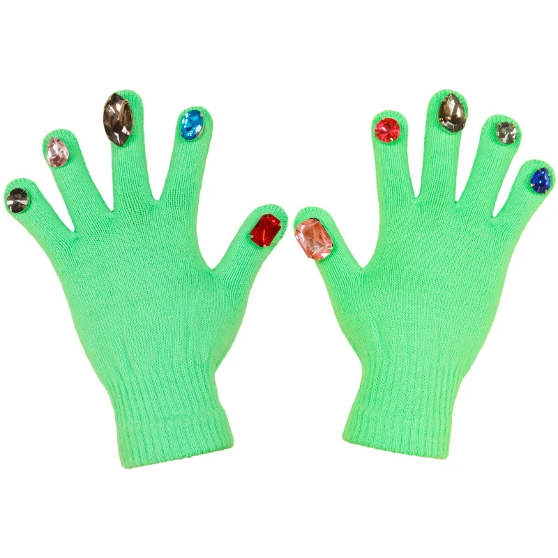 Kişilik Yaratıcı DIY Bölünmüş Parmak Renkli Elmas Örme Eldiven