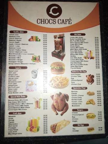 Chocs Cafe menu 