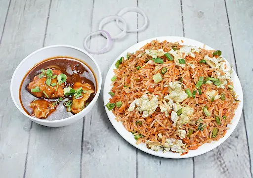 Egg Schezwan Rice With Chilly Chicken