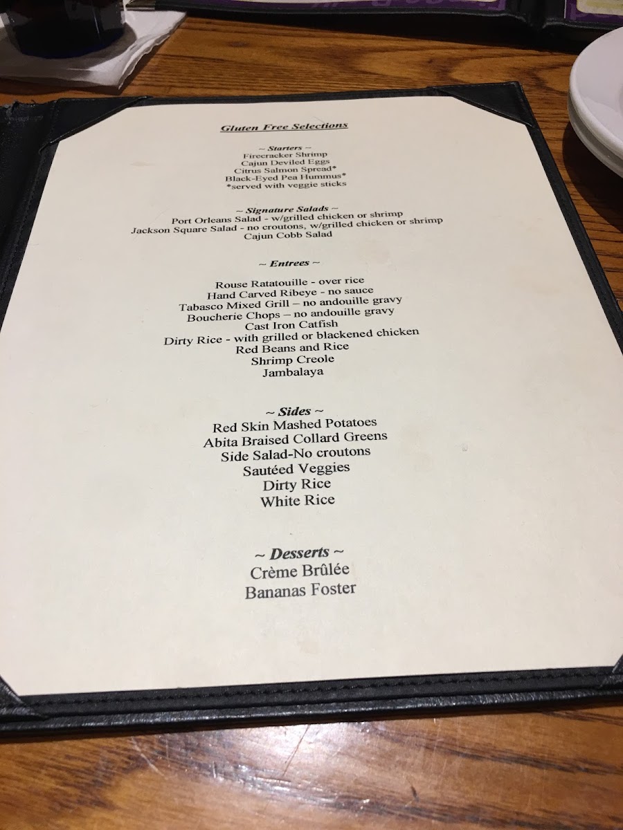 Very clear gluten free menu. When I asked about gluten free options, the seating hostess immediately pulled out this menu. Very helpful.