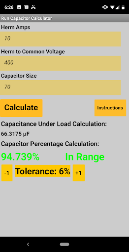 PC u7528 Run Capacitor Calculator 2