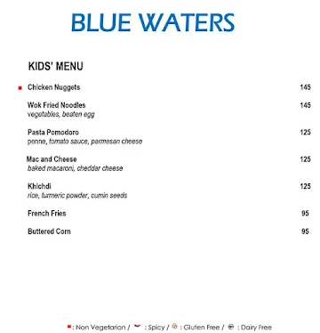 Blue Waters menu 