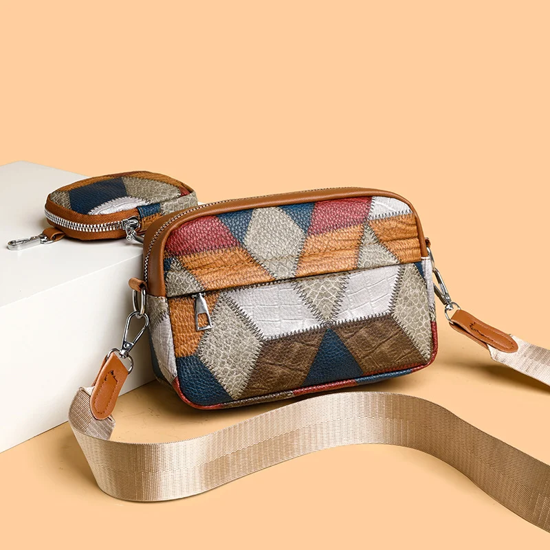 Retro Mode Stiksel Contrast Kleur Kleine Vierkante Tas Stijlvolle dames tas Perfect voor dagelijks gebruik Compact en elegant Ontdek de perfecte accessoire