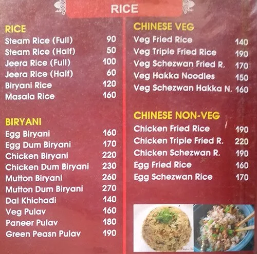 Hotel Sumangal menu 