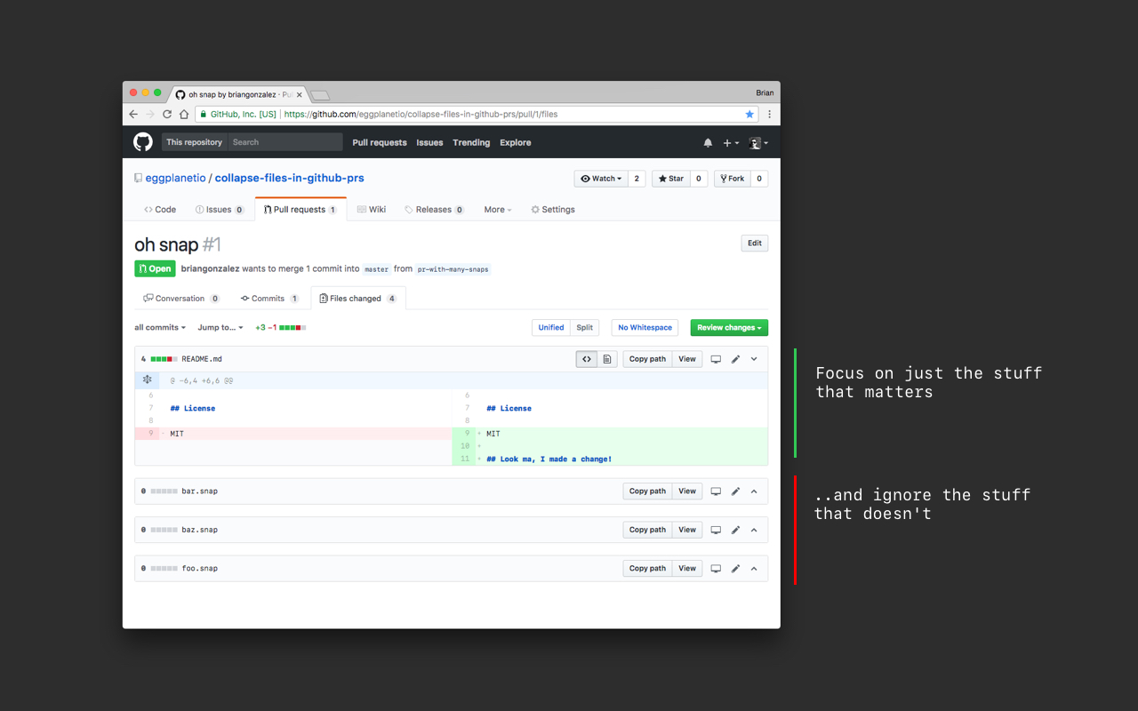 Collapse Files in Github PRs Preview image 1