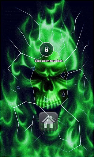 Green Fire Skull Lock Screen