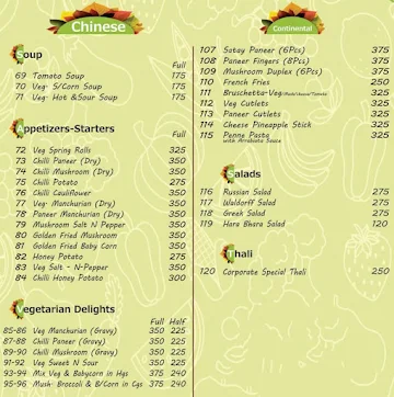 Go Veg menu 