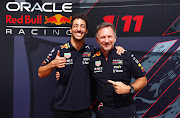 Team boss Christian Horner, right, welcomes Daniel Ricciardo back to Oracle Red Bull Racing.