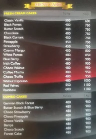 The Cake World menu 2