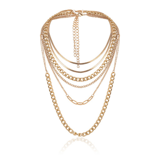 Title 5, Punk Multi-layer Snake Bone Box Chain Necklace,...