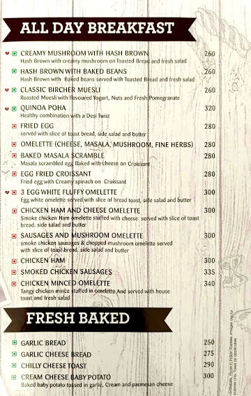 The Coffee Bean & Tea Leaf menu 