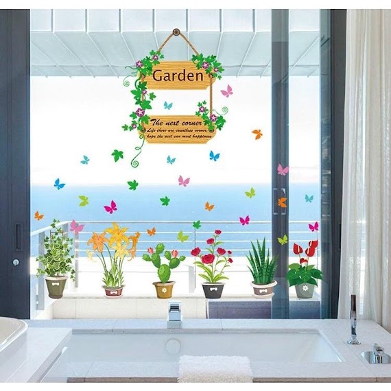 Decal Dán Tường Trang Trí Chi Tiết Khu Vườn Sắc Màu Garden