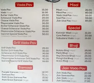 Parleshwar Vada Pav Samrat, Nehru Road menu 2