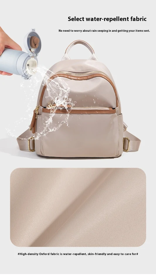 Damesrugzak trendy nieuw Oxford doek lichtgewicht waterdicht contrastkleur grote capaciteit ideaal voor dagelijks gebruik en reizen.