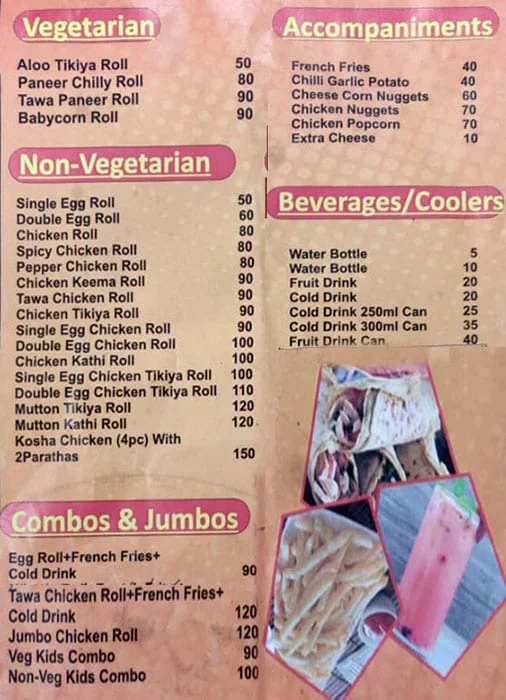 Rolls Ville menu 