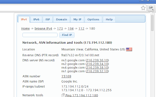 IP Address and Domain Information