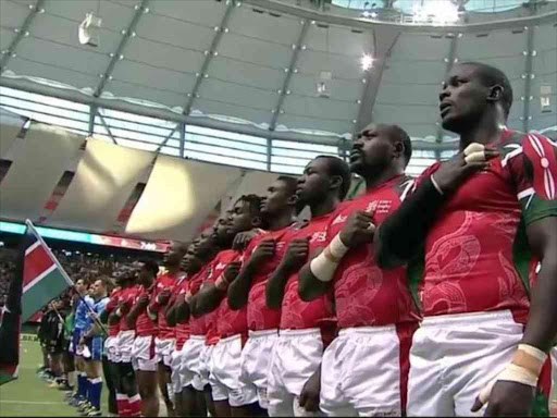 The Kenya Sevens rugby team during the Canada Sevens tournament in Vancouver, March 12, 2018. /COURTESY