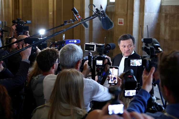 Arthur Vercken, lawyer of Gary Madar, speaks to the media on the day Kim Kardashian is expected to attend the trial of Madar and nine others accused of stealing millions of dollars worth of jewellery from her at gunpoint in 2016 at the Court of Appeal of Paris, France, on May 13 2025.