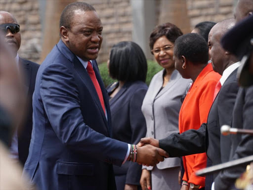 President Uhuru Kenyatta at the Kenya School of Government on Thursday./COURTESY