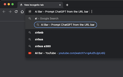 AI Bar - Prompt ChatGPT from the URL bar