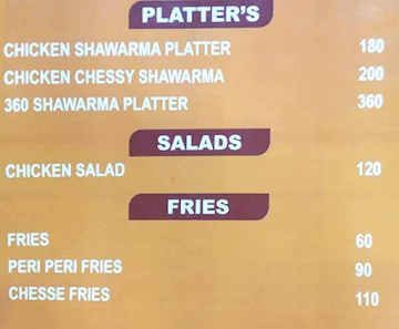 360 Turkish Shawarma menu 