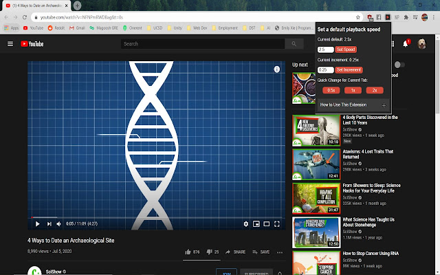 YouTube Default Playback Speed chrome extension