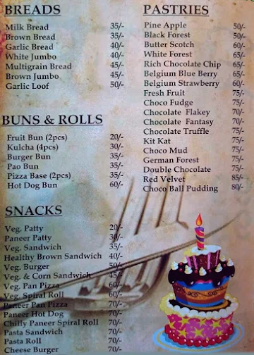 Ojas Bakers & Confectioners menu 