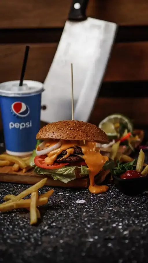 Crispy Chicken With Cheese Burger And Soft Drink Combo