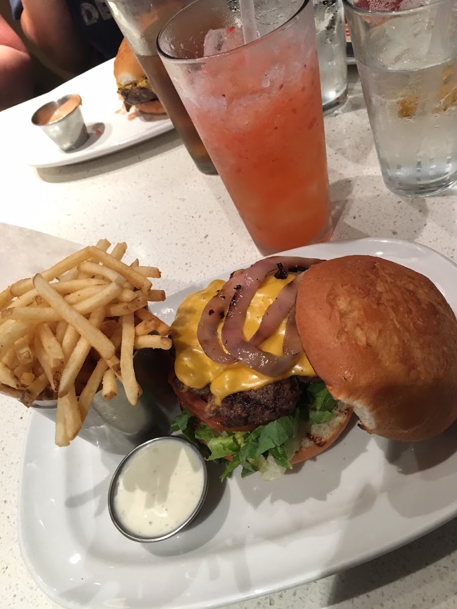 Cheese burger and fries