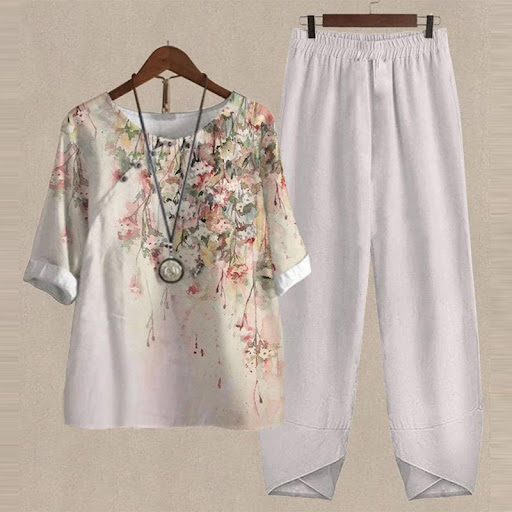 Title 2, Printed top and trousers suit set, a two piece ...