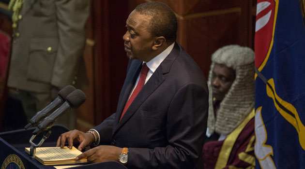 President Uhuru Kenyatta during last year's State of the Nation Address to parliament.