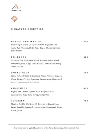 The Market - The Westin menu 1