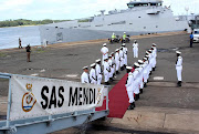 SAS MENDI Silent guards waiting for South African Defence Force Commanders and dignitaries to board on their ship at an Armed Forces Day in Richard's Bay.