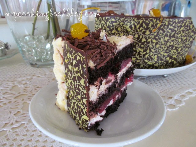 Торта черна гора (Black Forest Cake) с череши от компот