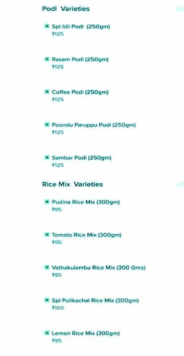 Sri Sai Sankara Catering Services menu 