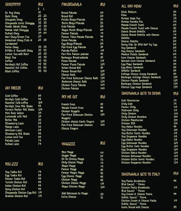 Chaiywalla menu 