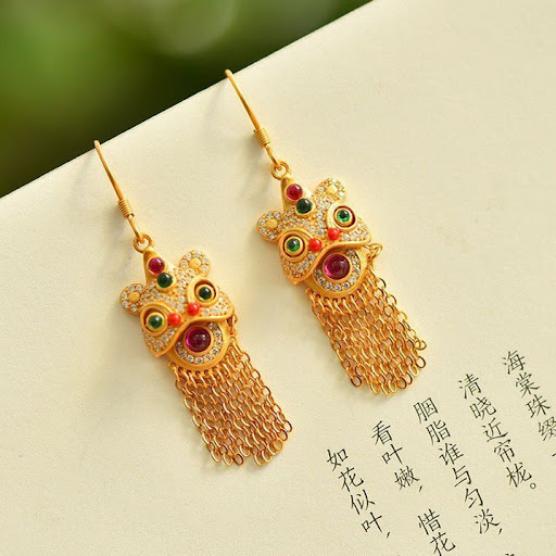 Title 2, S925 Sterling Silver Lion Awakening Tassel Earr...