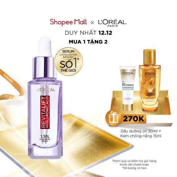 Serum Siêu Cấp Ẩm Sáng Da L'oreal Paris Hyaluronic Acid 1.5% 30Ml