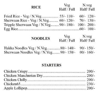 Reshnas Kitchen menu 