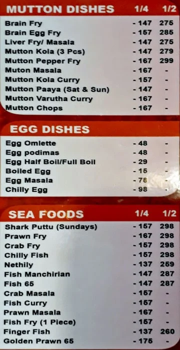 Ponnusamy Hotel menu 