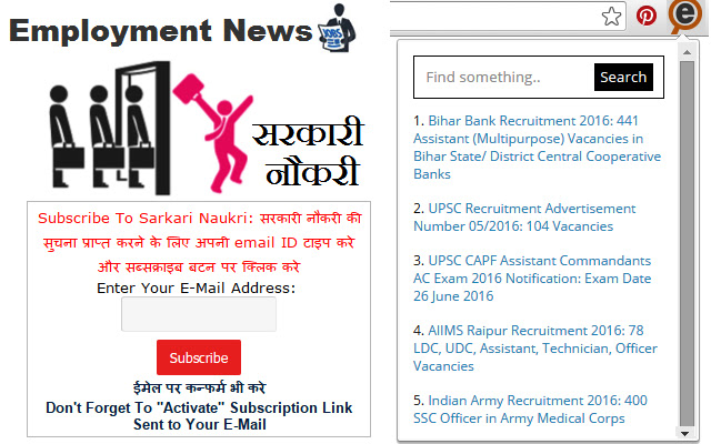 Employment News India chrome extension