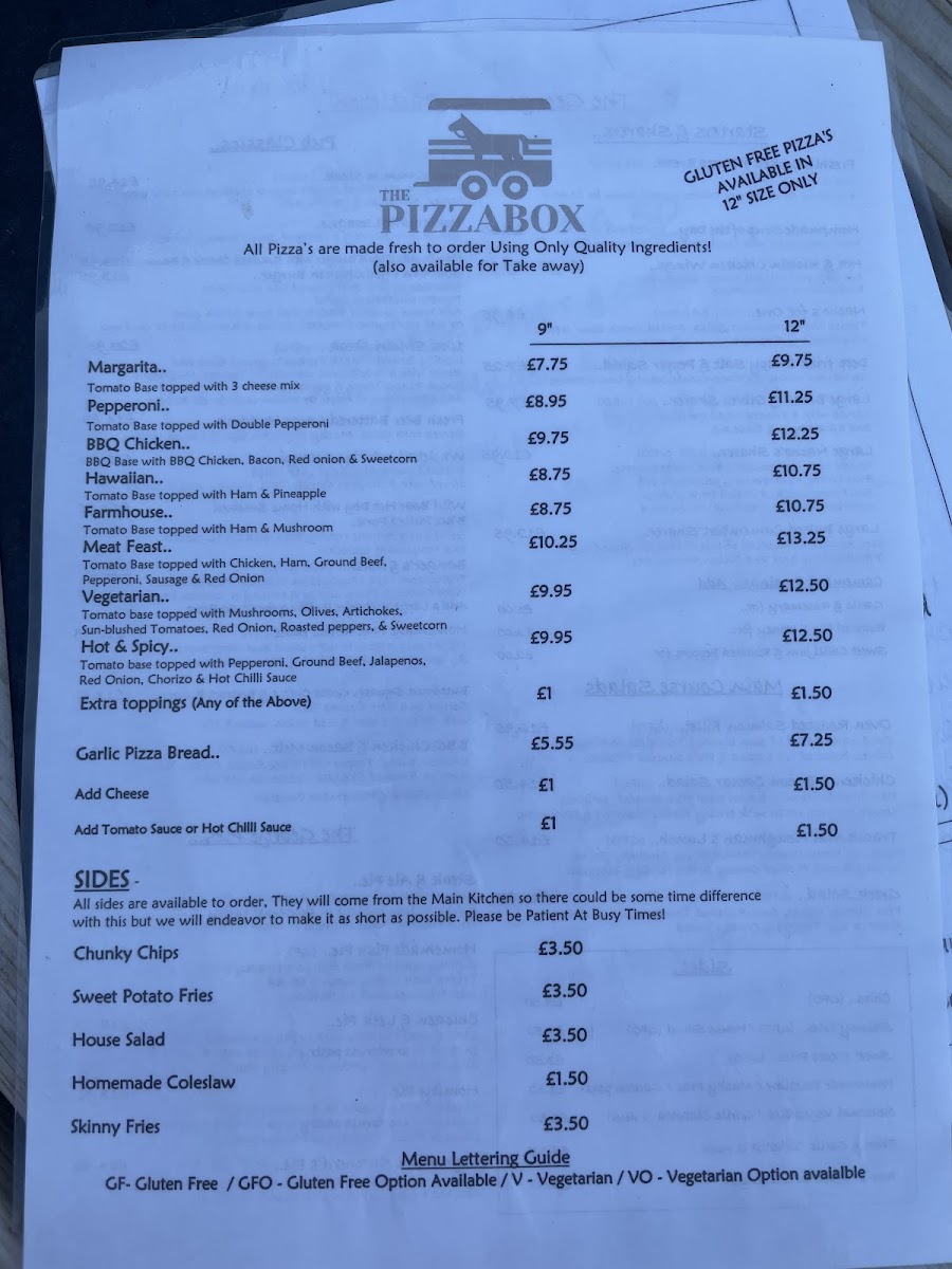 The George gluten-free menu