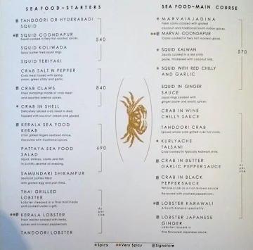 Ivy Restaurant and Banquets menu 