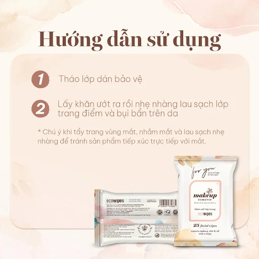 3 Gói Khăn ướt tẩy trang Makeup Remover 25 tờ EcoWipes