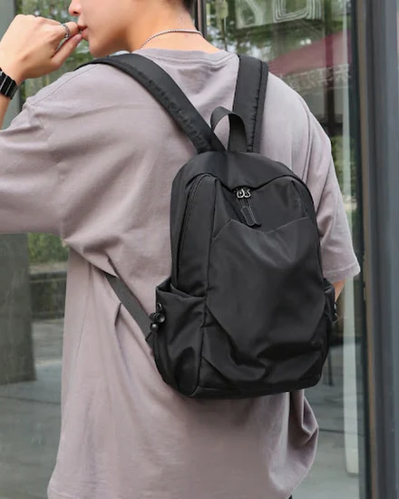 Mini Men's Backpack Fashion Small Black Shoulder School B... - 0