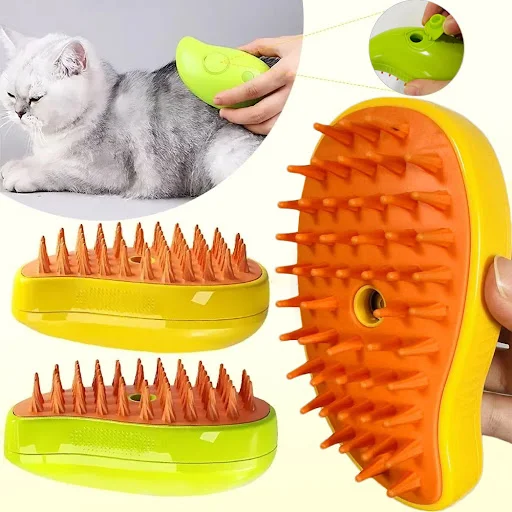 Cat Steam Brush Electric Water Spray Kitten Pet Massage Comb Retractable Soft Silicone Cats Bath Hair Brush Grooming Sup