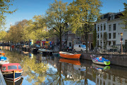 Lijnbaansgracht in Amsterdam, Netherlands.