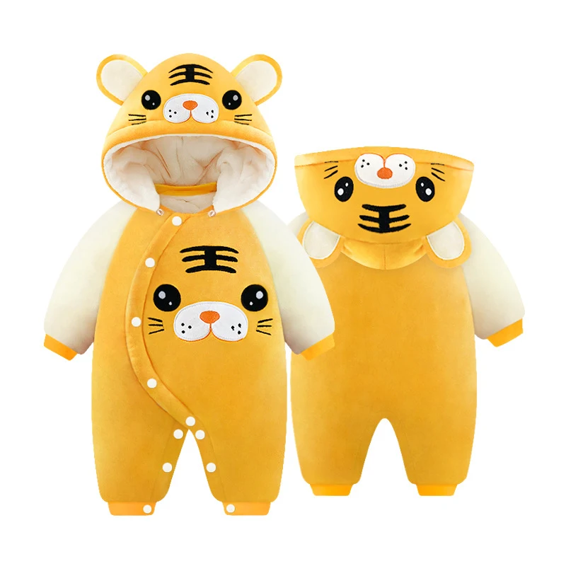 Barboteuse d'hiver en coton doublée polaire pour bébé, chaude et épaisse, combinaison idéale pour garder votre enfant bien au chaud.