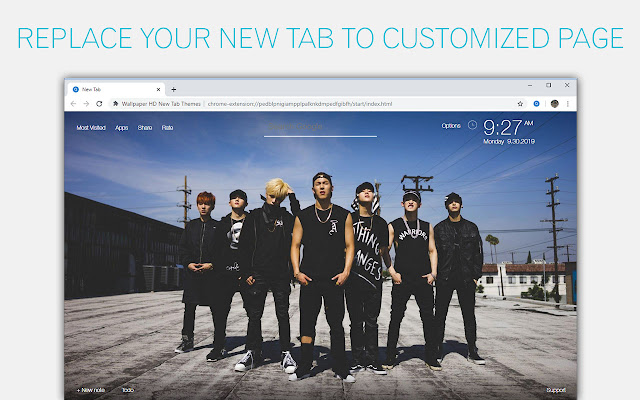 Kpop Monsta X Custom New Tab by freeaddon.com logo